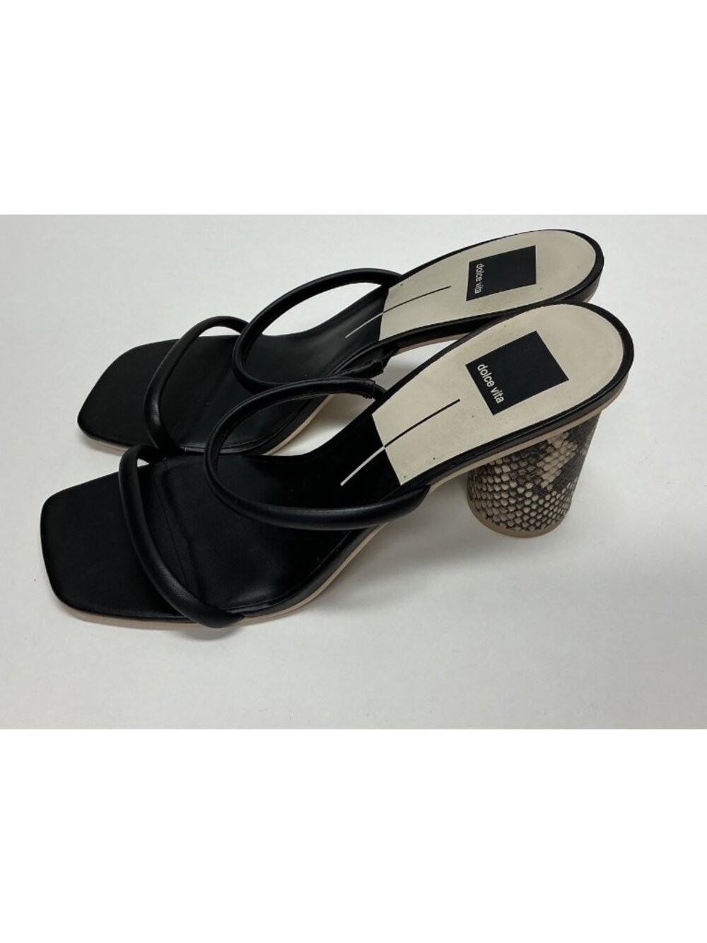 Dolce Vita Women’s Noles Block Heel Sandals Black Snakeskin Sz 10